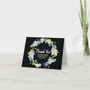 Negro con agradecimiento de graduación floral azul