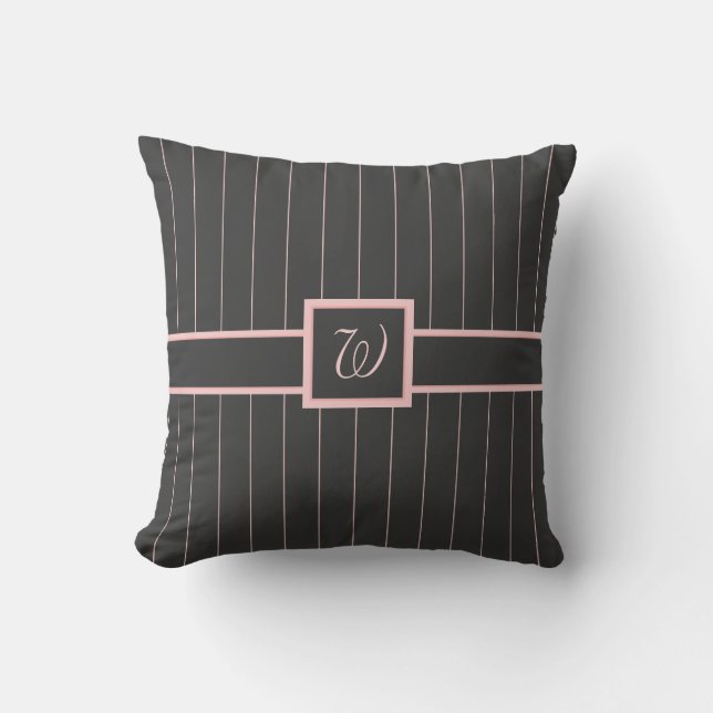 Negro con almohada de Pinstripes rosadas (Anverso)