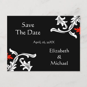 Negro con blanco, tarjeta de "Save The Date" de bo