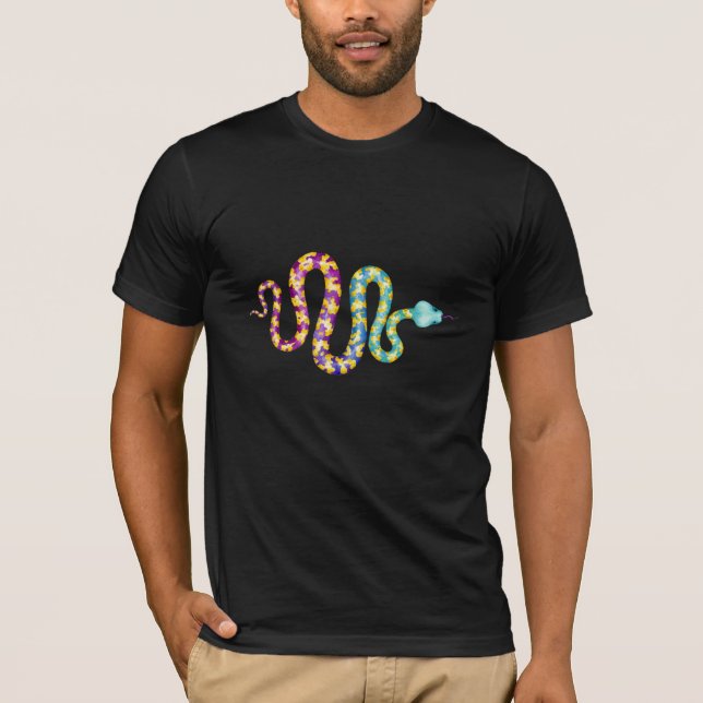 Negro con camiseta de serpiente multicolor (Anverso)