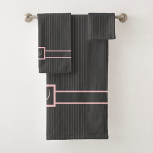Negro con conjunto de toallas de pinzas rosadas