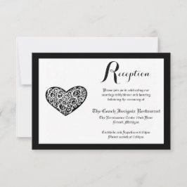 Negro con Corazón Remolino Blanco - Invitación de