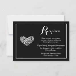 Negro con Corazón Remolino Blanco - Invitación de