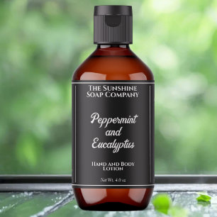 Negro con etiqueta de botella de cosméticos de tex