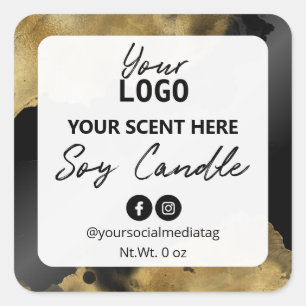 Negro Con Etiquetas De Velas De Soja De Tinta De O