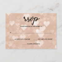 Negro con falsedad Rosa Gold Bokeh Hearts RSVP