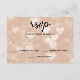 Negro con falsedad Rosa Gold Bokeh Hearts RSVP