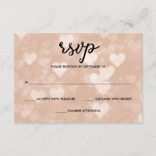 Negro con falsedad Rosa Gold Bokeh Hearts RSVP