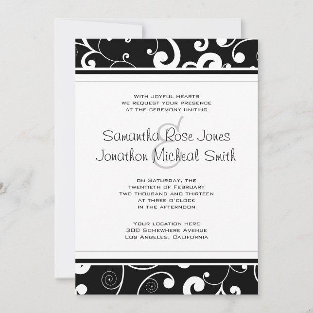 Negro con invitación de matrimonio de desplazamien (Anverso)