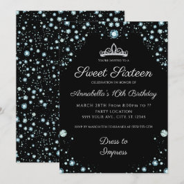 Negro con invitaciones de cumpleaños de diamantes