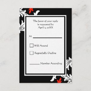 Negro con la respuesta blanca y roja de la boda
