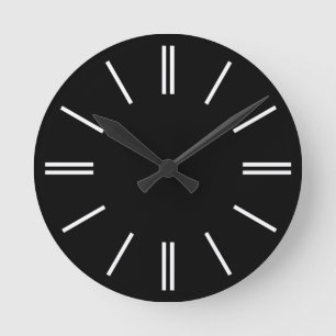 Negro con líneas de la hora blanca Reloj de pared 