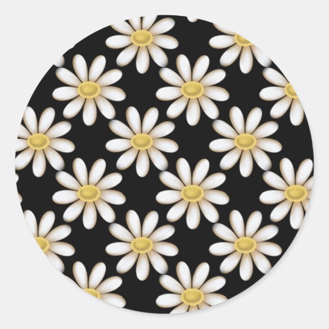 Negro con Pegatinas de flores de margarita (Anverso)