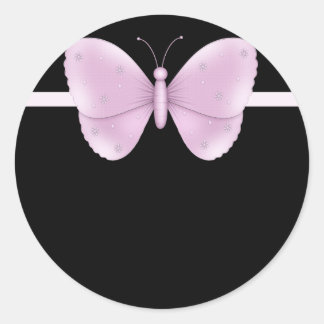 Negro con Pegatinas de mariposa morada