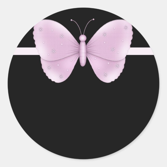 Negro con Pegatinas de mariposa morada (Anverso)