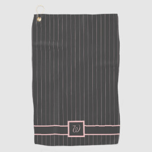 Negro con Pinstripes rosadas Toalla de Golf