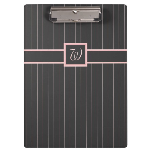 Negro con portapapeles de Pinstripes rosadas (Anverso)