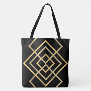 Negro con rayas de oro Bolsa de Tote