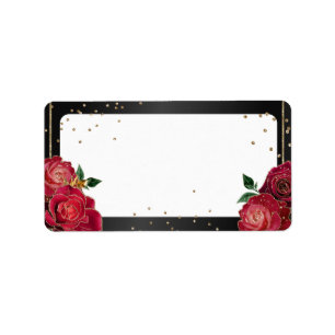 Negro con rosas rojas Etiquetas de dirección Quinc