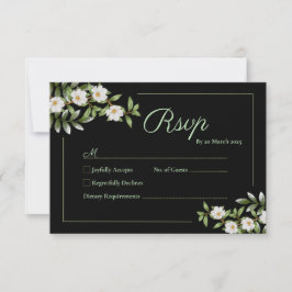 Negro con tarjeta RSVP de casamiento de camellia b