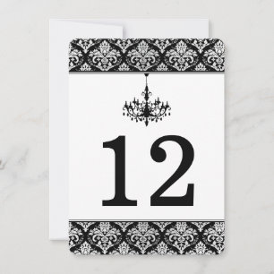 Negro, Damask Plata, Tarjeta de Número de Mesa de