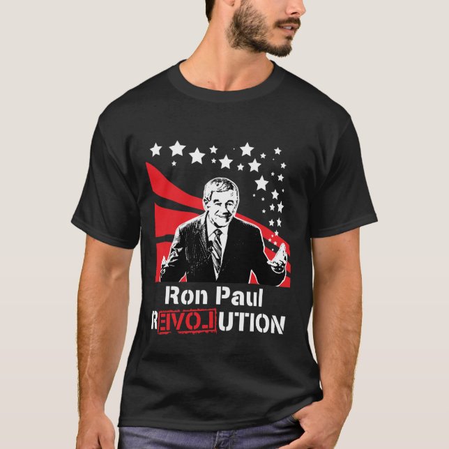 Negro de la camiseta de la revolución de Ron Paul (Anverso)