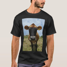 Negro de la camiseta de la vaca del jersey de los