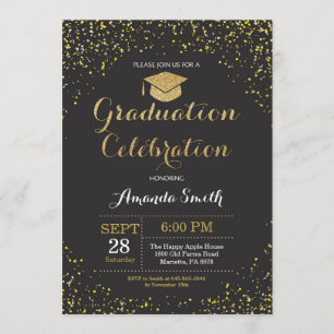Negro de la fiesta de graduación e invitación del