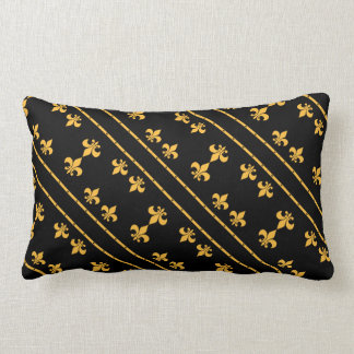Negro de la flor de lis y almohada del diseñador