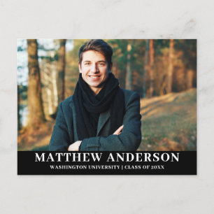 Negro de la foto del graduado de la invitación de