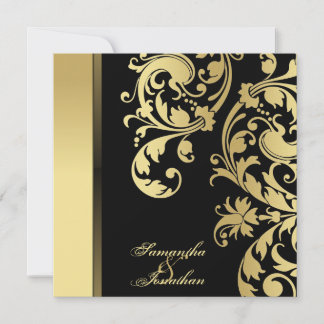 Negro de la invitación de la boda y reflejo del