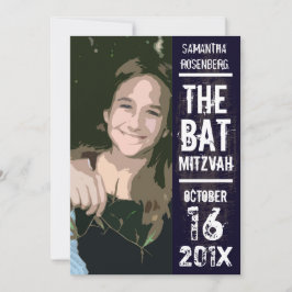 Negro de la invitación de la foto de Mitzvah del