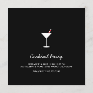 Negro de la invitación del cóctel de Swizzle del