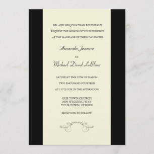 Negro de las invitaciones blancas de la boda de la