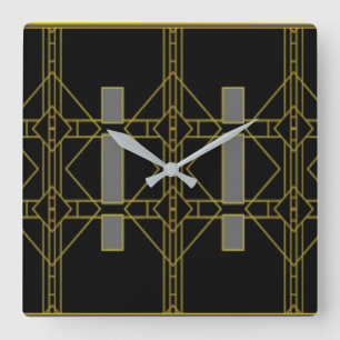 Negro del art déco y reloj de pared del diseño d