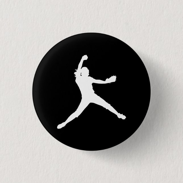 Negro del botón de la silueta de Fastpitch (Anverso)