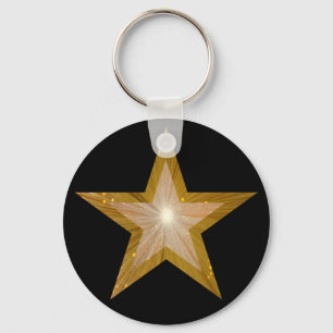 Negro del llavero de la estrella del oro