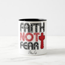 Negro del miedo de la fe no taza del Dos-Tono de