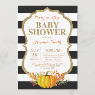 Negro e invitación de Baby Shower de la calabaza