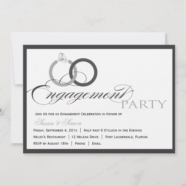 Negro e invitación del fiesta de compromiso de (Anverso)