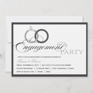 Negro e invitación del fiesta de compromiso de
