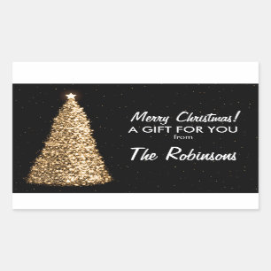 Negro elegante de la etiqueta del regalo del árbo