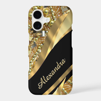 Negro elegante elegante personalizado y oro bling