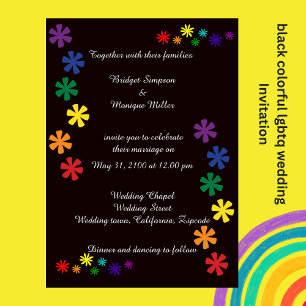 negro elegante flor lgbtq amor Invitación a la bod