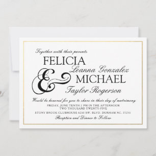 Negro elegante Invitación de matrimonio al estilo