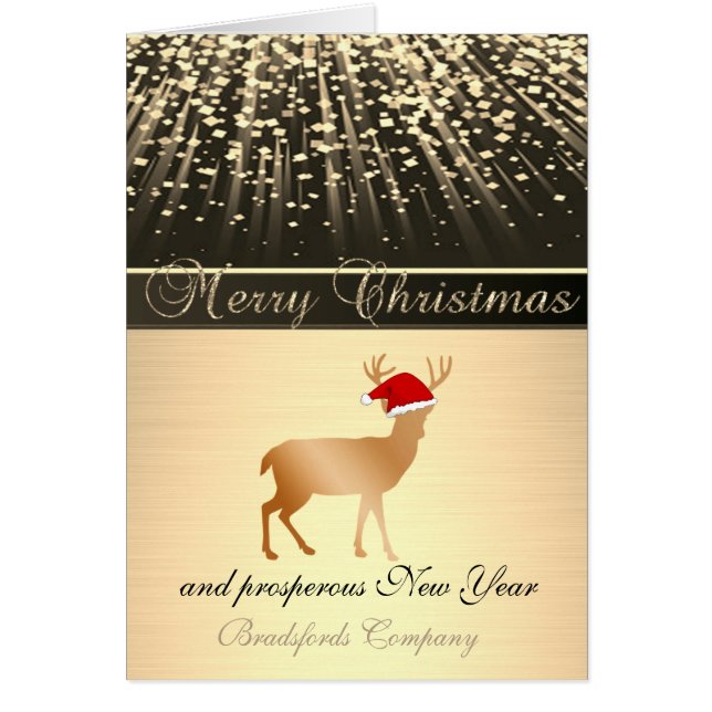 Negro elegante, Navidades Deer Santa Hat,Corporati (Frente)