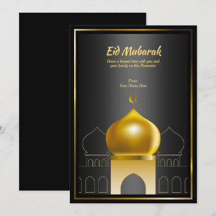 Negro elegante   Tarjeta de felicitación Gold Dome