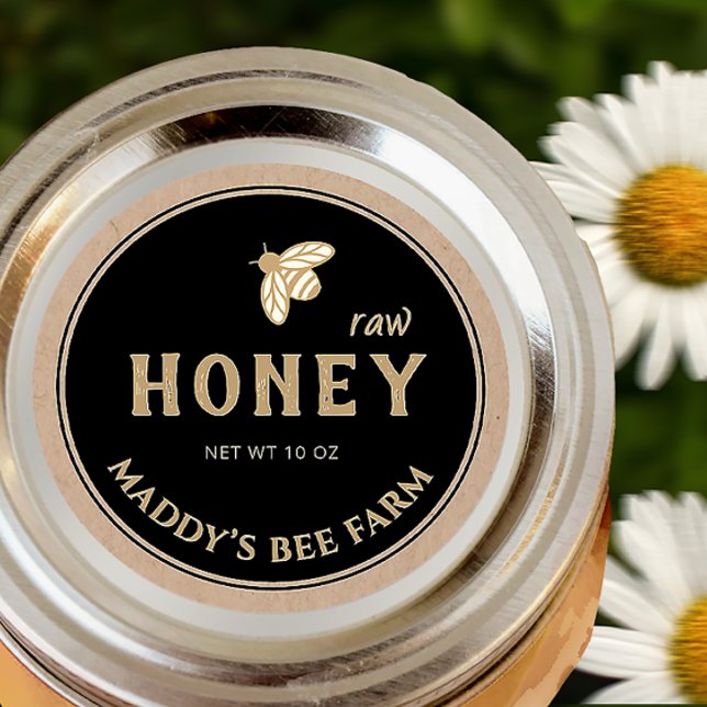 Negro en la etiqueta Kraft HONEY con abeja (Subido por el creador)