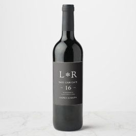 Negro | Etiqueta de Botella de Vino para Boda Mode