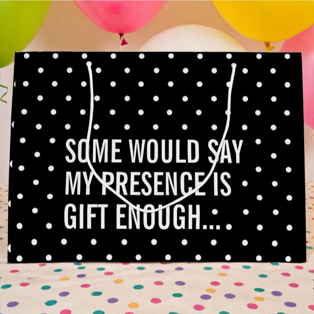 Negro gracioso con bolsa de regalo de punto de Pol (funny black and white polka dot gift bag)